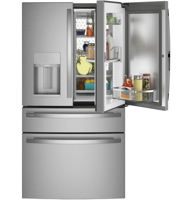 GE Profile PVD28BYNFS ENERGY STAR 27.9 Cu. Ft. Smart Fingerprint Resistant 4-Door French-Door Refrigerator with Door In Door