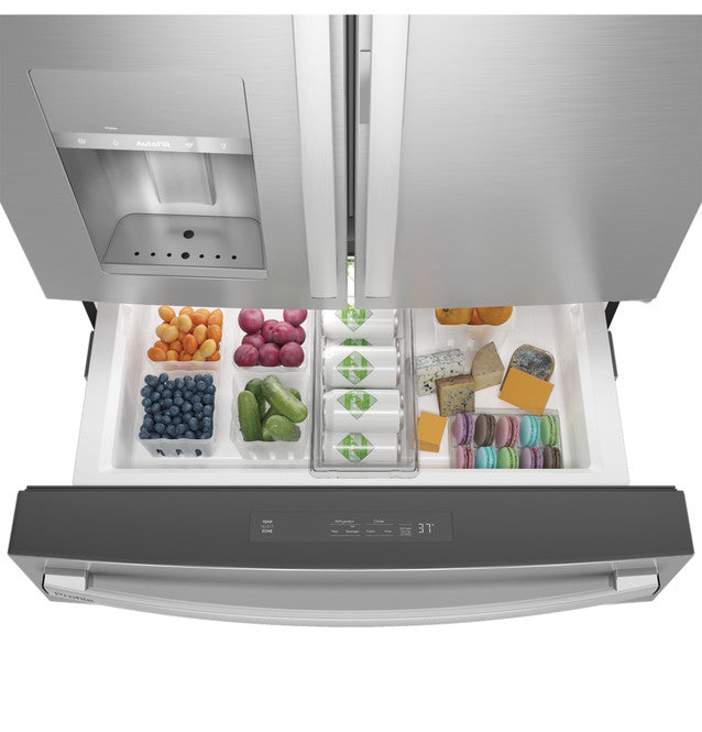 GE Profile PVD28BYNFS ENERGY STAR 27.9 Cu. Ft. Smart Fingerprint Resistant 4-Door French-Door Refrigerator with Door In Door