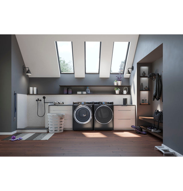 GE Profile PFD95ESPTDS ENERGY STAR 7.8 cu. ft. Capacity Smart Front Load Electric Dryer with Steam and Sanitize Cycle