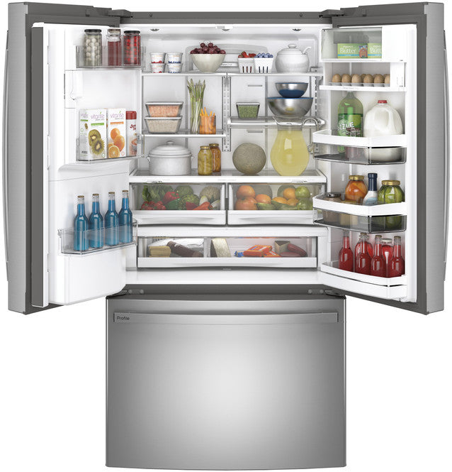 GE Profile PYE22KYNFS ENERGY STAR 22.1 Cu. Ft. Counter-Depth Fingerprint Resistant French-Door Refrigerator with Hands-Free AutoFill