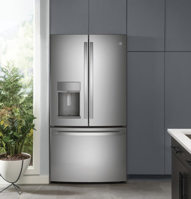 GE Profile PYE22KYNFS ENERGY STAR 22.1 Cu. Ft. Counter-Depth Fingerprint Resistant French-Door Refrigerator with Hands-Free AutoFill