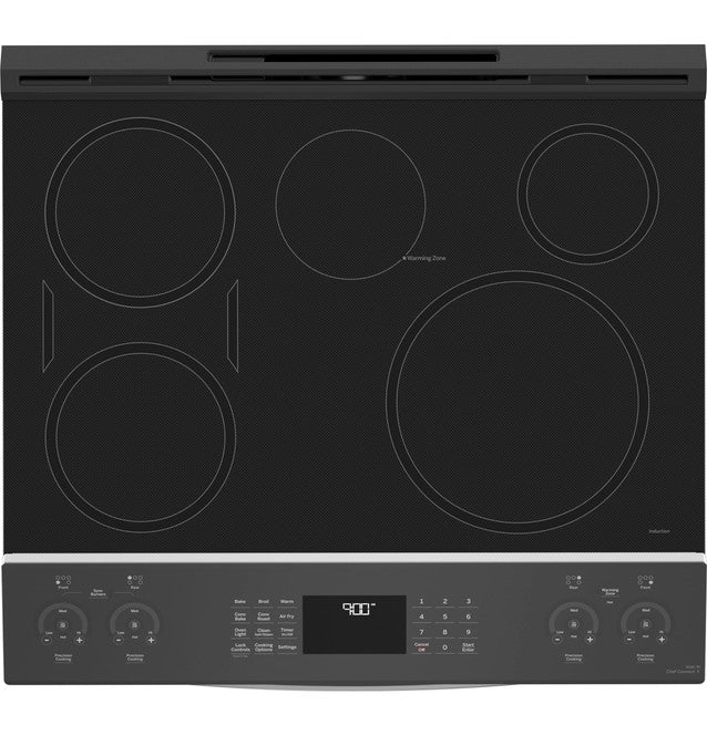 GE Profile PHS930YPFS 30" Smart Slide-In Fingerprint Resistant Front-Control Induction and Convection Range with No Preheat Air Fry