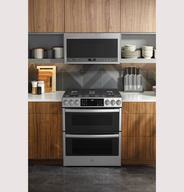 GE Profile PGS960YPFS 30" Smart Slide-In Front-Control Gas Double Oven Convection Fingerprint Resistant Range