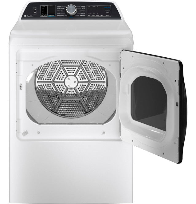 GE Profile PTD70EBSTWS ENERGY STAR 7.4 cu. ft. Capacity Smart aluminized alloy drum Electric Dryer with Sanitize Cycle and Sensor Dry
