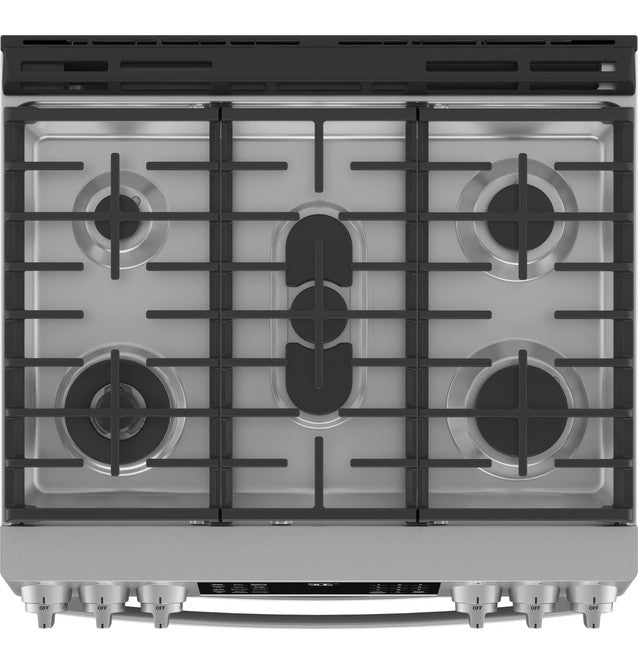 GE Profile PGS960YPFS 30" Smart Slide-In Front-Control Gas Double Oven Convection Fingerprint Resistant Range