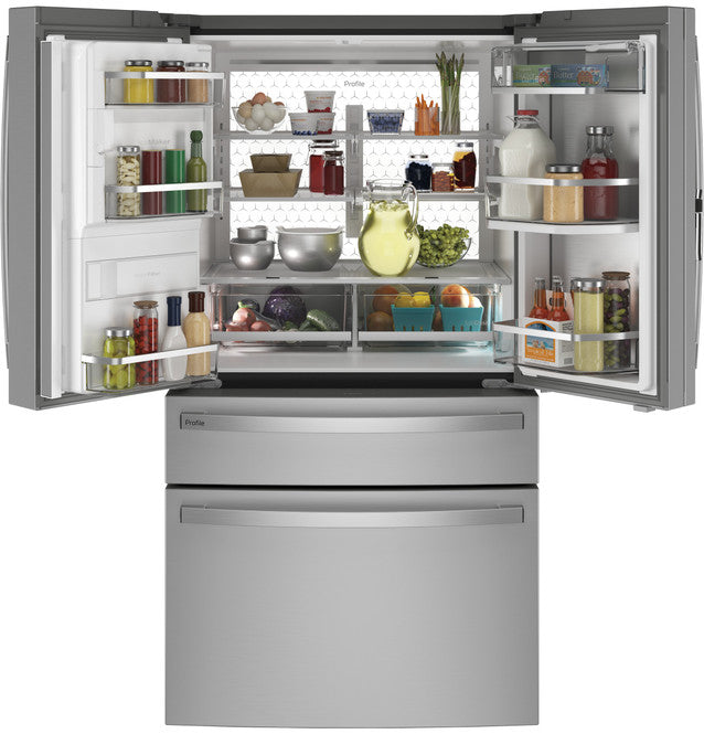 GE Profile PVD28BYNFS ENERGY STAR 27.9 Cu. Ft. Smart Fingerprint Resistant 4-Door French-Door Refrigerator with Door In Door