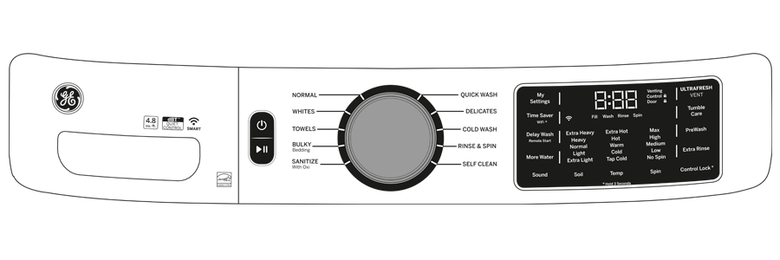 GE GFW550SSNWW ENERGY STAR 4.8 cu. ft. Capacity Smart Front Load Washer with UltraFresh Vent System with OdorBlock and Sanitize w/Oxi