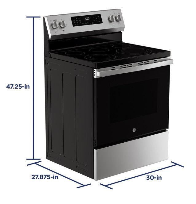 GE GRF600AVSS 30" Free-Standing Electric Convection Range with No Preheat Air Fry and EasyWashâ„¢ Oven Tray