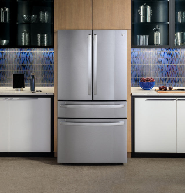 GE Profile PGE29BYTFS ENERGY STAR 28.7 Cu. Ft. Smart Fingerprint Resistant 4-Door French-Door Refrigerator With Dual-Dispense AutoFill Pitcher