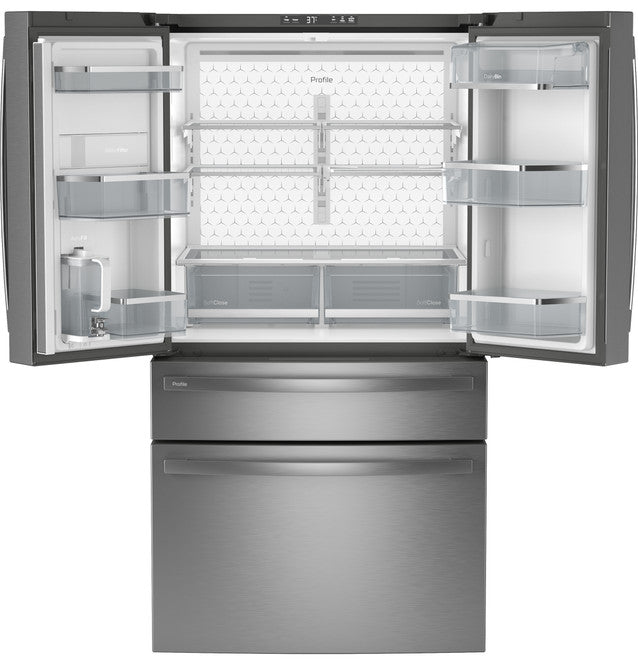 GE Profile PGE29BYTFS ENERGY STAR 28.7 Cu. Ft. Smart Fingerprint Resistant 4-Door French-Door Refrigerator With Dual-Dispense AutoFill Pitcher