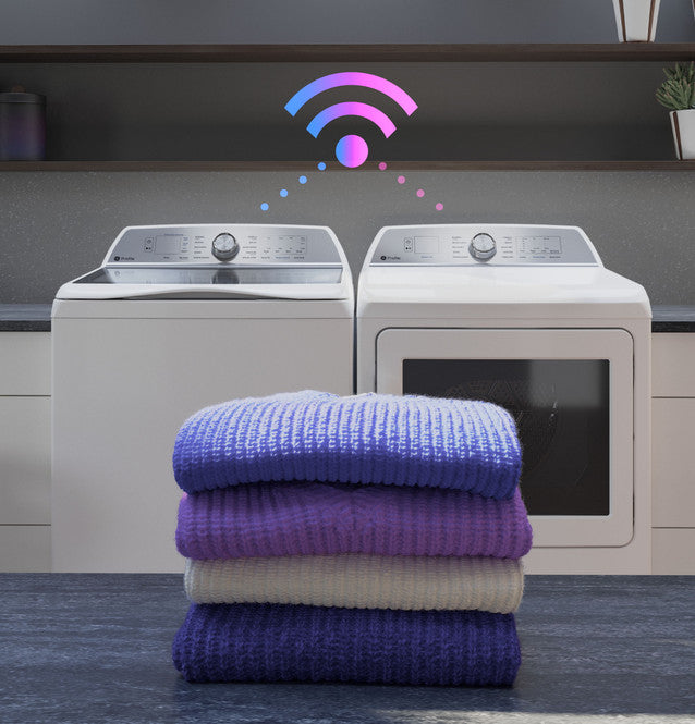 GE Profile PTD70EBSTWS ENERGY STAR 7.4 cu. ft. Capacity Smart aluminized alloy drum Electric Dryer with Sanitize Cycle and Sensor Dry