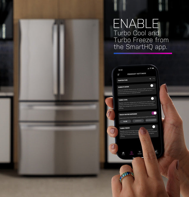 GE Profile PGE29BYTFS ENERGY STAR 28.7 Cu. Ft. Smart Fingerprint Resistant 4-Door French-Door Refrigerator With Dual-Dispense AutoFill Pitcher