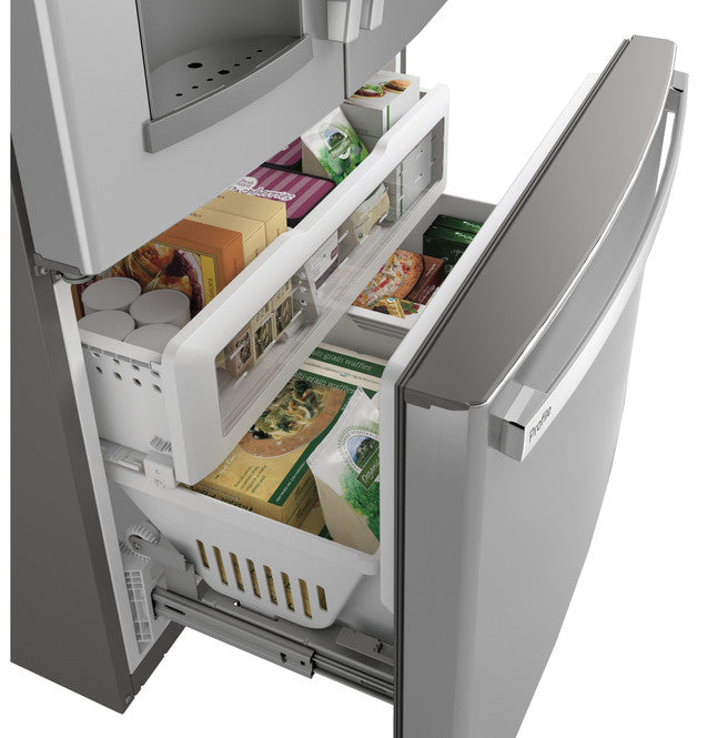GE Profile PYE22KYNFS ENERGY STAR 22.1 Cu. Ft. Counter-Depth Fingerprint Resistant French-Door Refrigerator with Hands-Free AutoFill