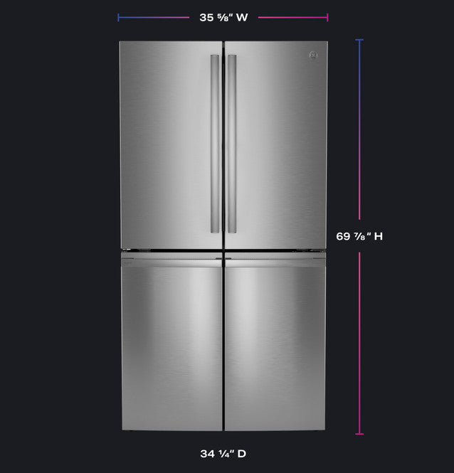 GE Profile PAD28BYTFS ENERGY STAR 28.4 Cu. Ft. Quad-Door Refrigerator with Dual-Dispense AutoFill Pitcher and Door in Door