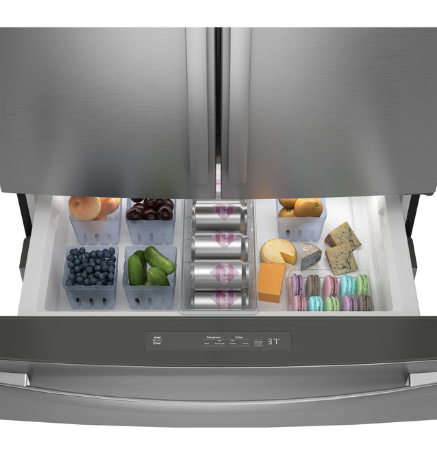 GE Profile PGE29BYTFS ENERGY STAR 28.7 Cu. Ft. Smart Fingerprint Resistant 4-Door French-Door Refrigerator With Dual-Dispense AutoFill Pitcher