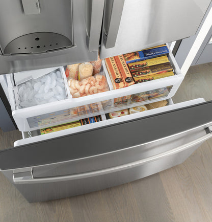 GE Profile PYE22KYNFS  ENERGY STAR 22.1 Cu. Ft. Counter-Depth Fingerprint Resistant French-Door Refrigerator with Hands-Free AutoFill