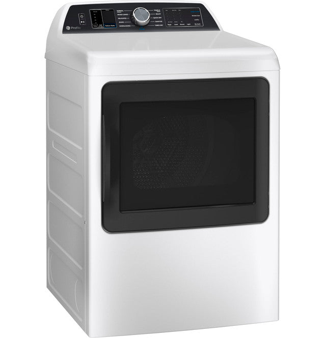 GE Profile PTD70EBSTWS  ENERGY STAR 7.4 cu. ft. Capacity Smart aluminized alloy drum Electric Dryer with Sanitize Cycle and Sensor Dry