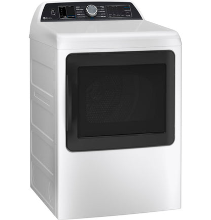 GE Profile PTD70EBSTWS  ENERGY STAR 7.4 cu. ft. Capacity Smart aluminized alloy drum Electric Dryer with Sanitize Cycle and Sensor Dry