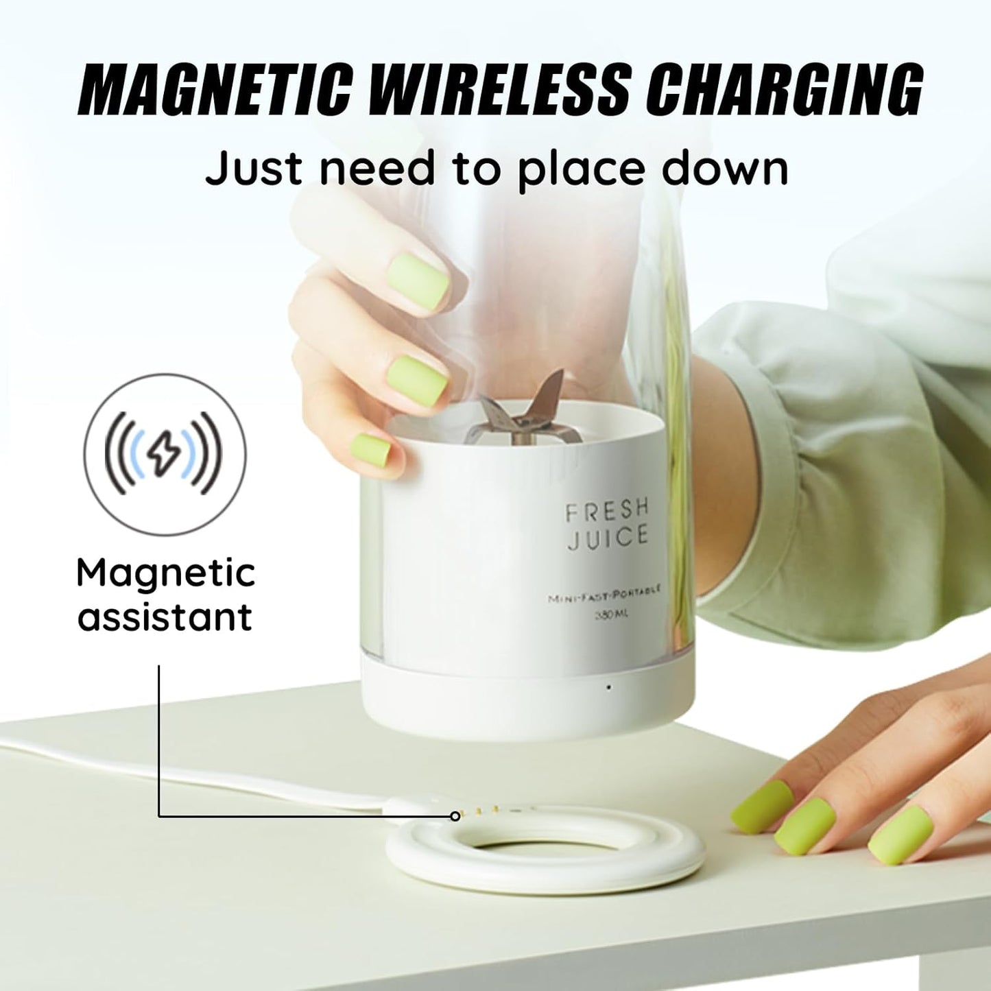 Mini Portable Cordless Blender for Shakes & Smoothies (214White)