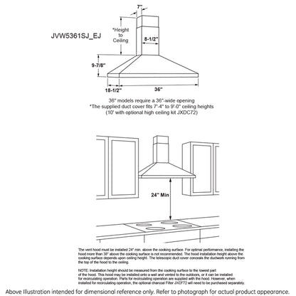 GE JVW5361SJSS 36" Wall-Mount Pyramid Chimney Hood