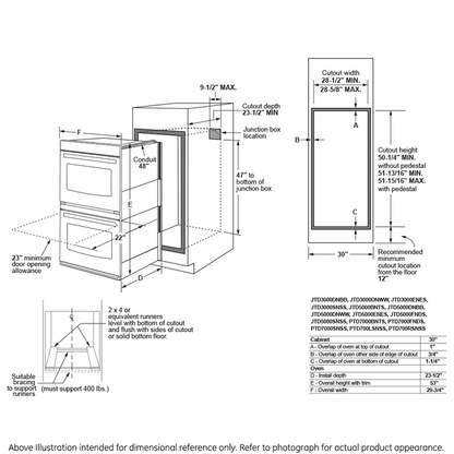 GE Profile PTD7000SNSS  30" Smart Built-In Convection Double Wall Oven with No Preheat Air Fry and Precision Cooking