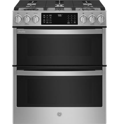 GE Profile PGS960YPFS  30" Smart Slide-In Front-Control Gas Double Oven Convection Fingerprint Resistant Range