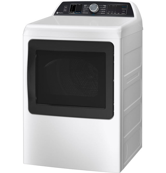 GE Profile PTD70EBSTWS  ENERGY STAR 7.4 cu. ft. Capacity Smart aluminized alloy drum Electric Dryer with Sanitize Cycle and Sensor Dry