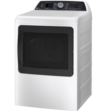 GE Profile PTD70EBSTWS  ENERGY STAR 7.4 cu. ft. Capacity Smart aluminized alloy drum Electric Dryer with Sanitize Cycle and Sensor Dry