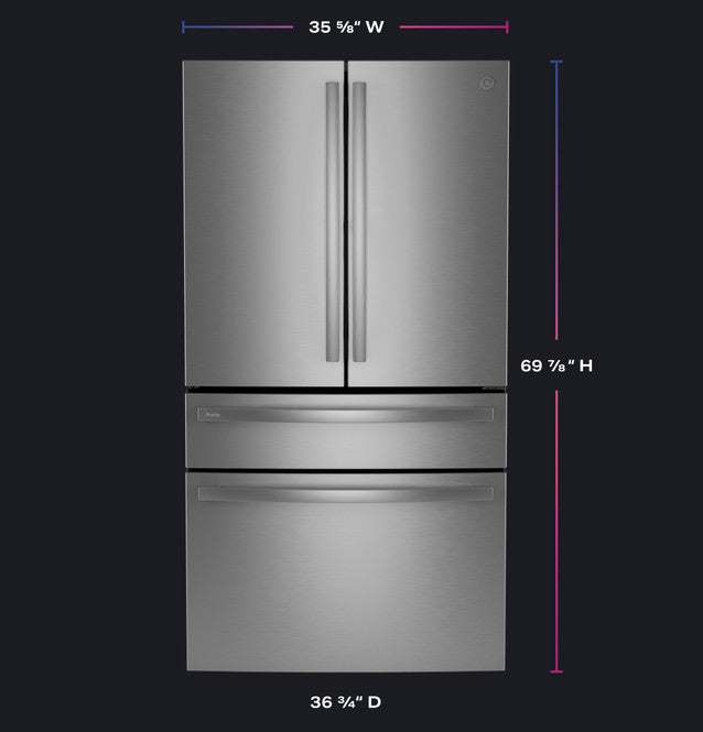 GE Profile PGE29BYTFS  ENERGY STAR 28.7 Cu. Ft. Smart Fingerprint Resistant 4-Door French-Door Refrigerator With Dual-Dispense AutoFill Pitcher