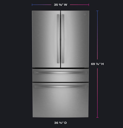 GE Profile PGE29BYTFS  ENERGY STAR 28.7 Cu. Ft. Smart Fingerprint Resistant 4-Door French-Door Refrigerator With Dual-Dispense AutoFill Pitcher