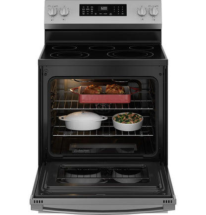 GE GRF600AVSS 30" Free-Standing Electric Convection Range with No Preheat Air Fry and EasyWashâ„¢ Oven Tray